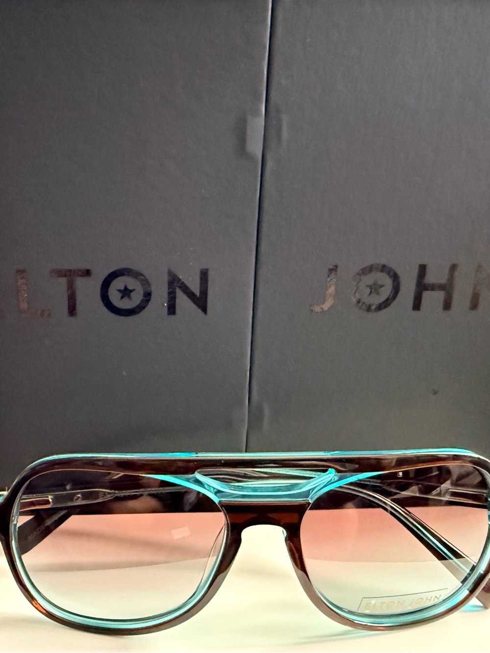 Elton John Teal/Brown Sunglasses